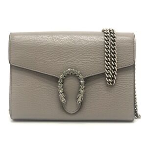 GUCCI Gray Leather Shoulder Bag